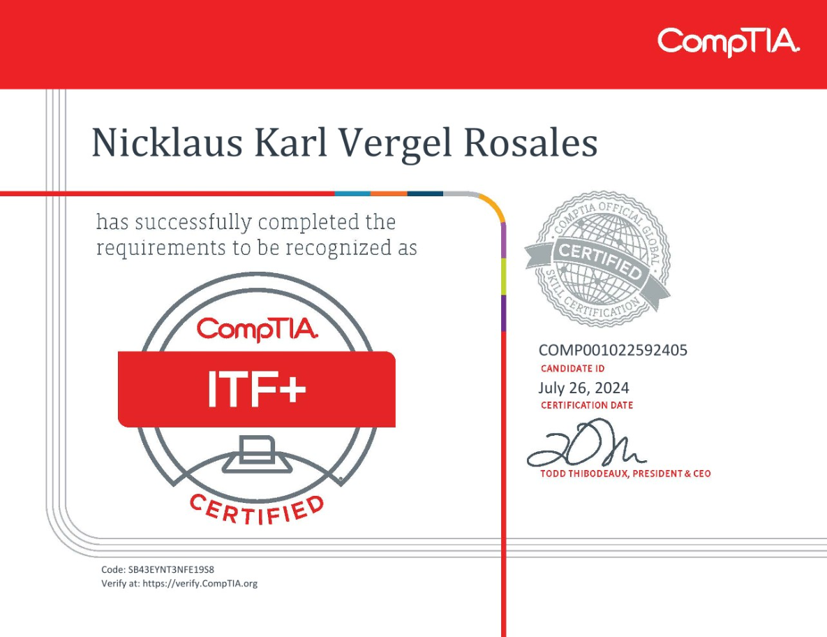 CompTIA ITF+ certification